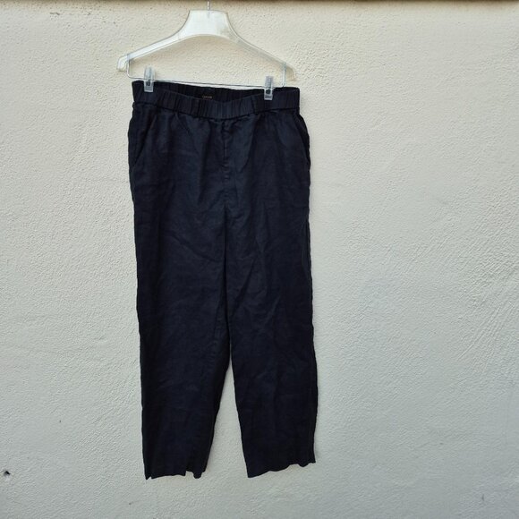 Quince Linen Pull On Pants Black Size S Capsule Minimalist Lagenlook Comfort - Picture 2 of 15